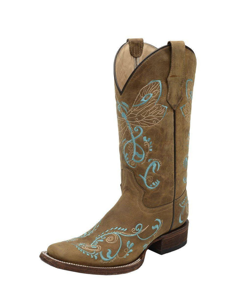 Corral Women's Dragonfly Embroidered Square Toe Boot L5123 - Saratoga Saddlery & International Boutiques