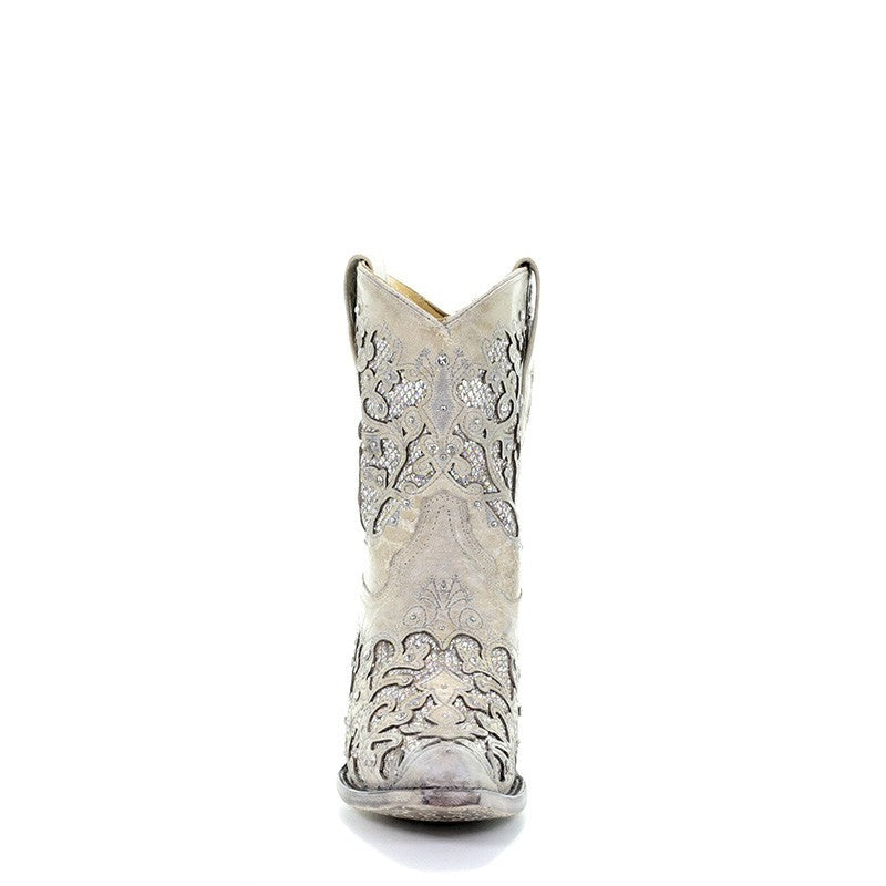 Corral Wedding Collection Women's Mariah White Shorty Boot A3550 - Saratoga Saddlery & International Boutiques