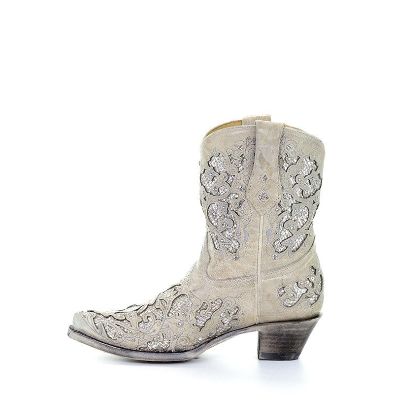 Corral Wedding Collection Women's Mariah White Shorty Boot A3550 - Saratoga Saddlery & International Boutiques