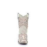 Corral Wedding Collection Women's Mariah White with Pink Glitter Inlay Shorty Boot - A3558 - Saratoga Saddlery & International Boutiques
