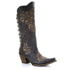 Corral Women's A3107 DISC FW20 Black Bone Inlay Back Straps Cowboy Boot - Saratoga Saddlery & International Boutiques