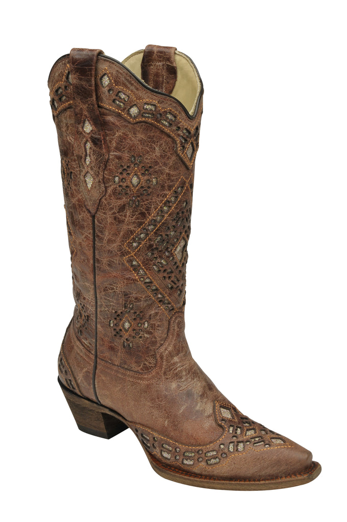 Corral cognac glitter inlay online