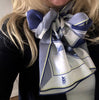 Donna B Equestrian Silk Scarf - Checkmate Blue & Gold - Saratoga Saddlery & International Boutiques