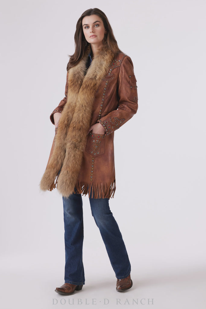 Double D Ranch Pecos Pete knee-length Leather Fur Coat C3284