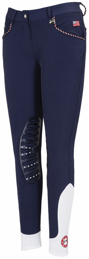 Equine Couture Ladies Centennial Knee Patch Breeches Navy - Saratoga Saddlery & International Boutiques