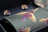 Oxford Green Silk Tie and Cufflinks Box set - Saratoga Saddlery & International Boutiques