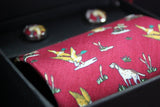 Oxford Red Silk Tie and Cufflinks Box set - Saratoga Saddlery & International Boutiques