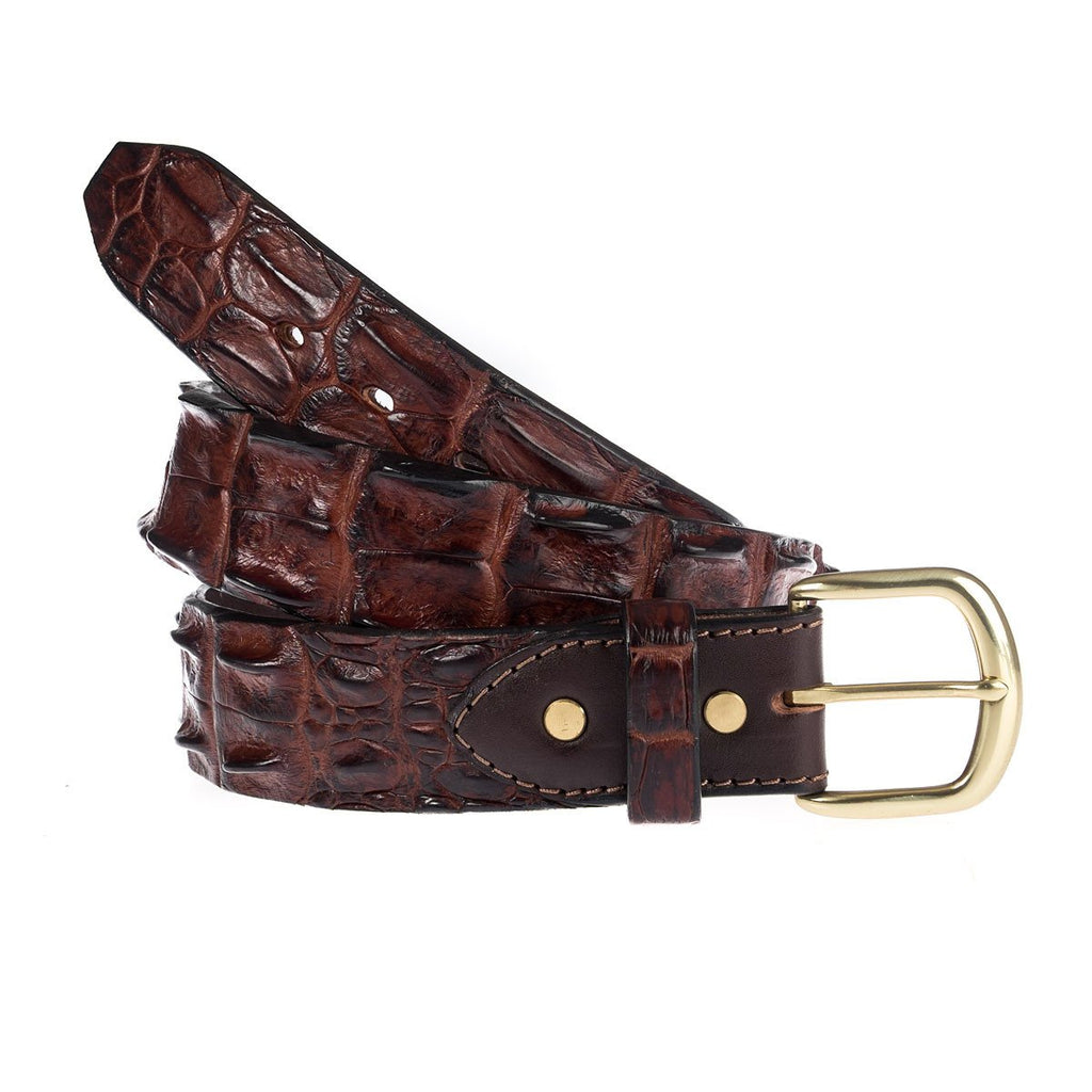 Australian Hornback Crocodile Leather Belt BROWN UPFW22 - Saratoga Saddlery & International Boutiques