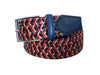 George Roth FREIBURG 3701 Leather Braided Red Navy Beige - Saratoga Saddlery & International Boutiques