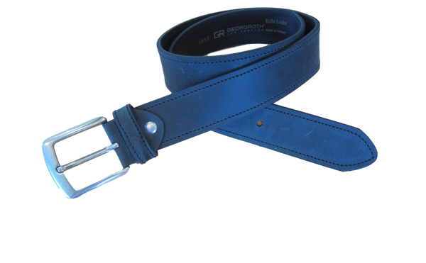 George Roth Regensburg Navy Leather Belt - Saratoga Saddlery & International Boutiques