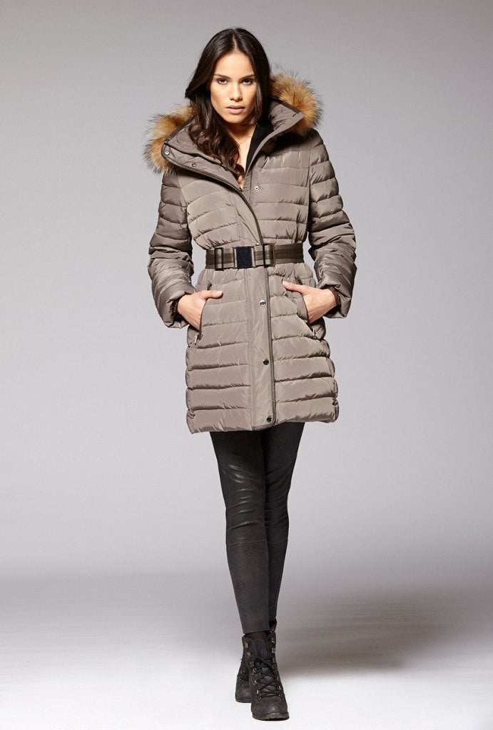 Womens belted down coat on sale