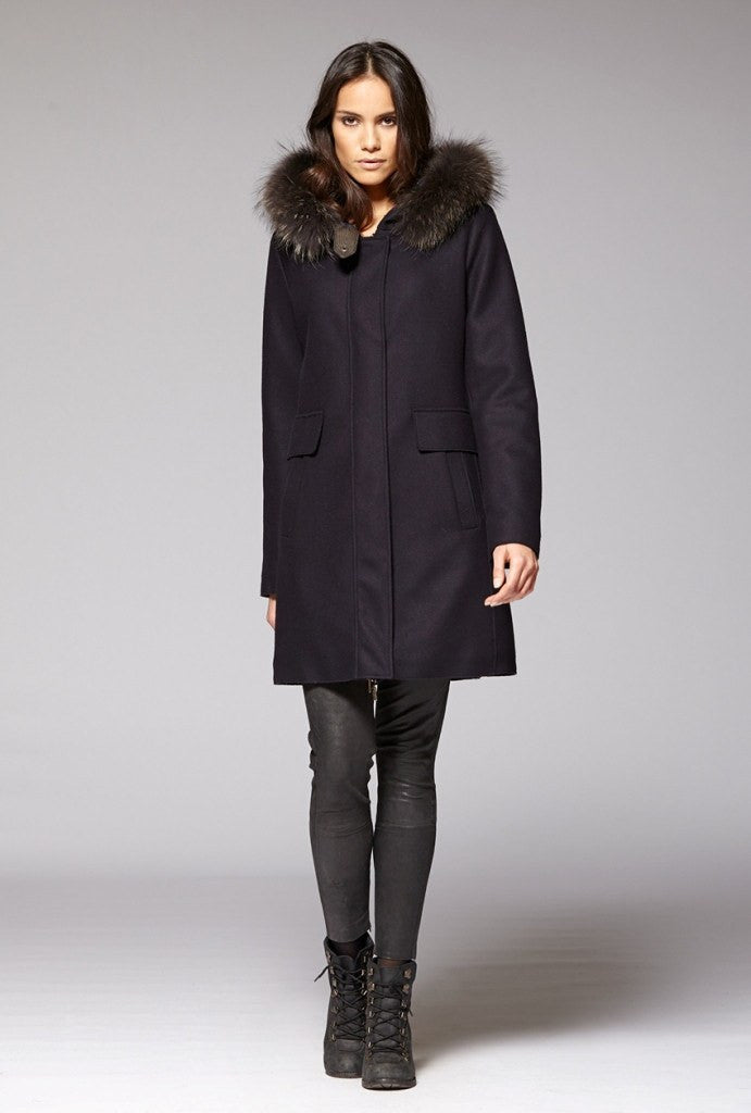 Women's navy deals cashmere coat