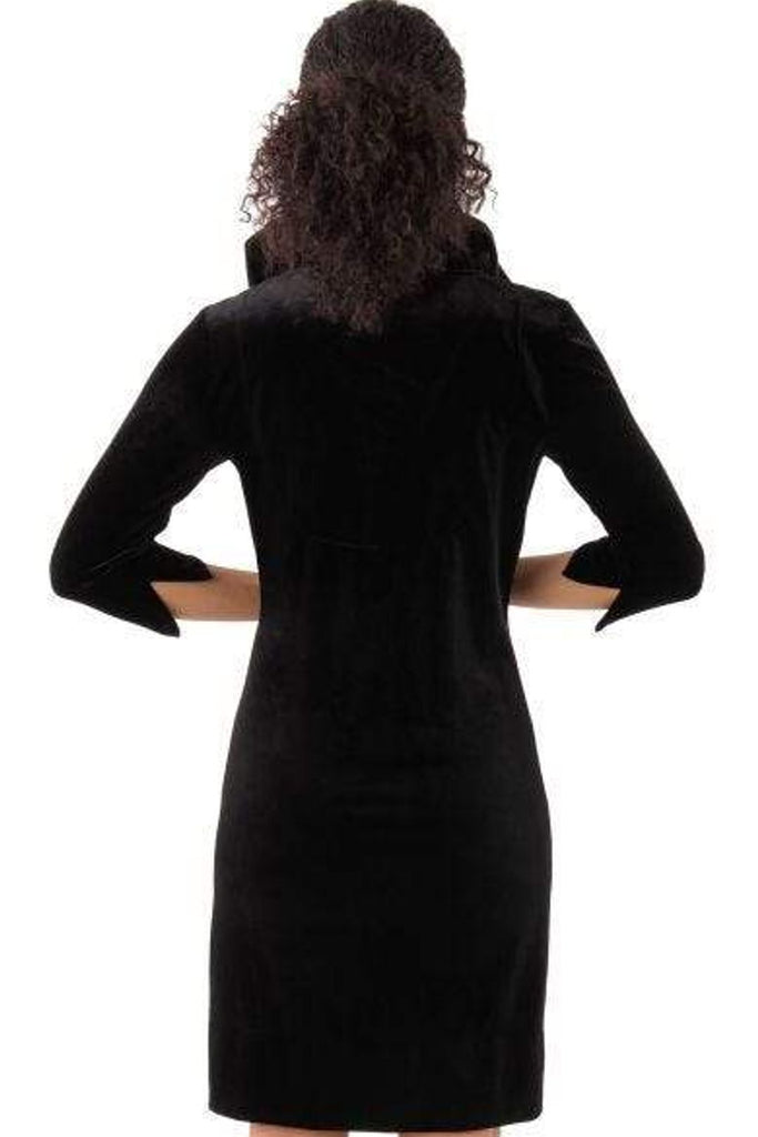 Gretchen Scott Ruffneck Dress DRRNSV Black Velvet FW20 - Saratoga Saddlery & International Boutiques