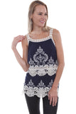 Scully Crochet Lace Tank Top in Navy HC463 - Saratoga Saddlery & International Boutiques