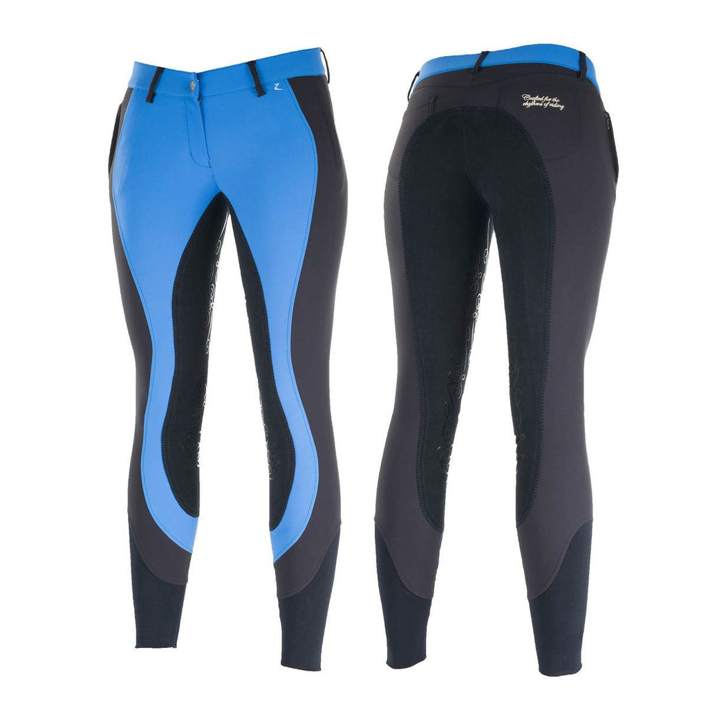 Horze Kiana Women's Full Seat Breeches in Blue - Saratoga Saddlery & International Boutiques