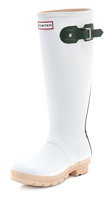 Hunter Original Tall Contrast Rain Boots in White/Green/Black/Biscuit - Saratoga Saddlery & International Boutiques