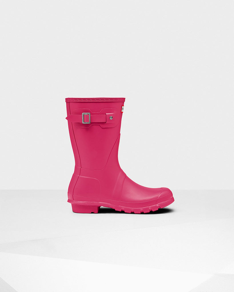 Hunter Original Short Matte Rain Boots Bright Pink