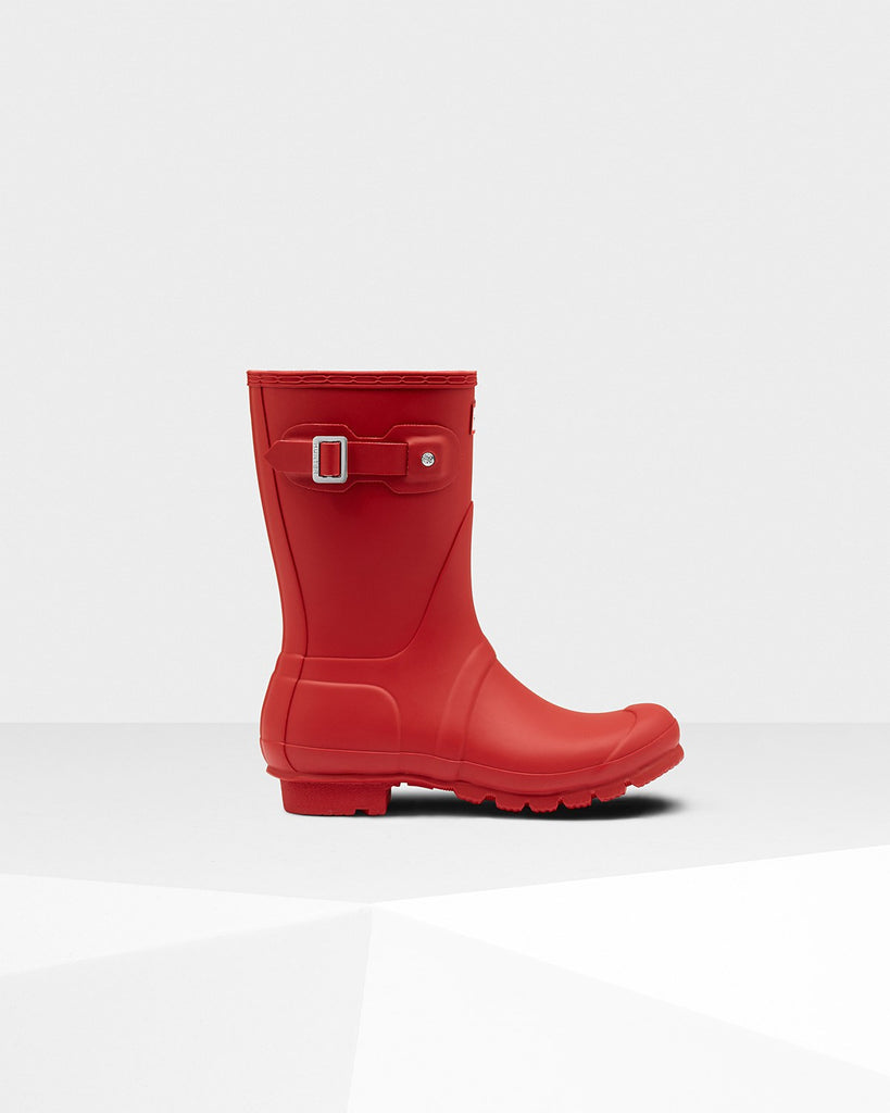 Red matte short hunter boots clearance