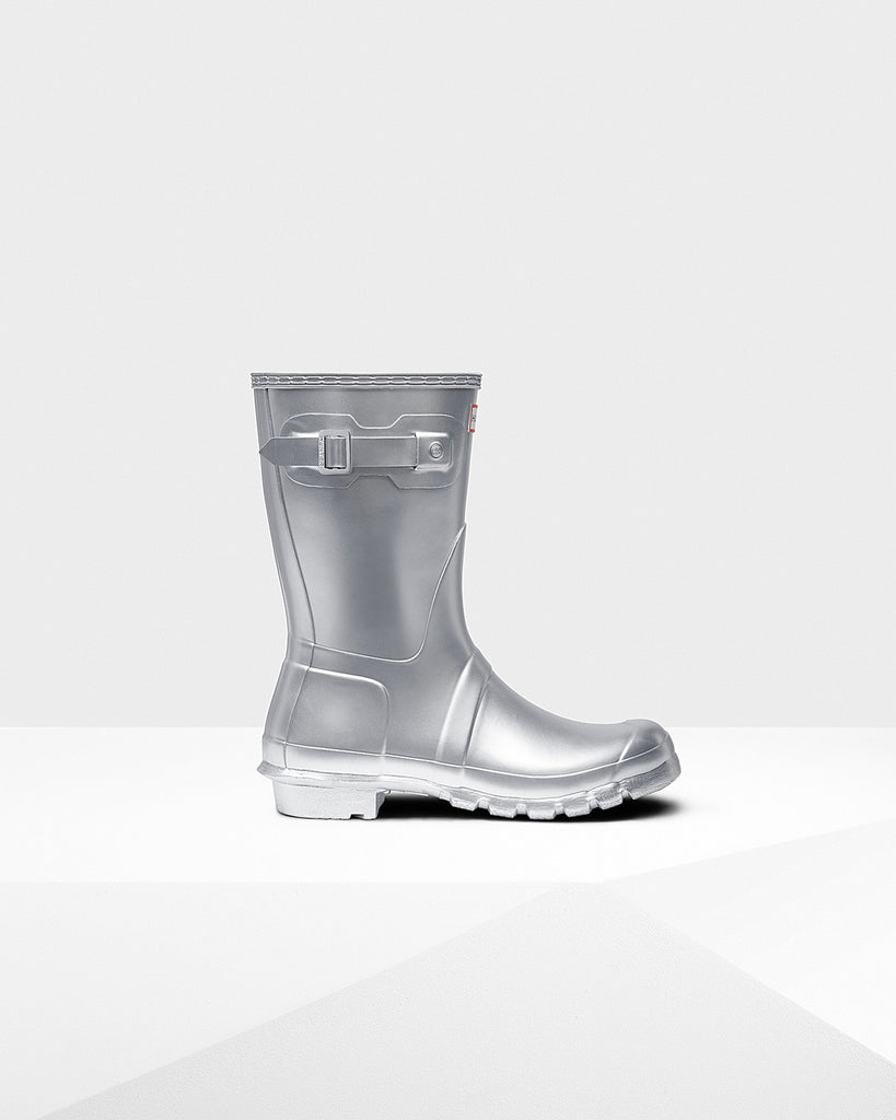 Short silver hunter boots hotsell