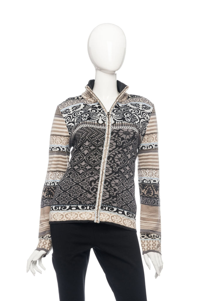 Icelandic Design Multi Patterned Chloe Zip Sweater - Saratoga Saddlery & International Boutiques