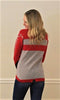 IsleField Madison Cashmere Sweater in Red & Grey - Saratoga Saddlery & International Boutiques