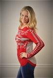 IsleField Madison Cashmere Sweater in Red & Grey - Saratoga Saddlery & International Boutiques
