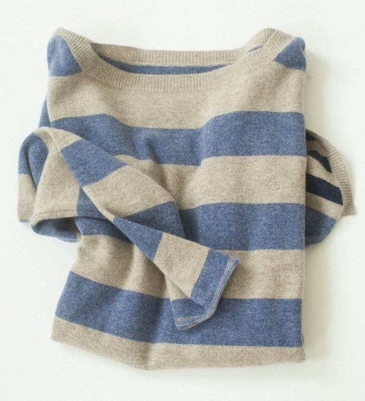 IsleField Eleanor Boatneck Cashmere Knit Sweater in Classic Stripe