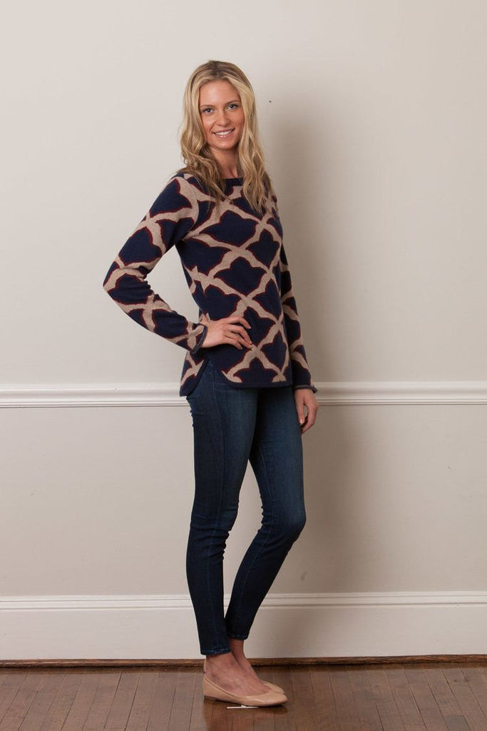 IsleField Boatneck Fleur de Isle Women's Cashmere Sweater - Saratoga Saddlery & International Boutiques