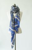 IsleField Perfect Scarf in Blue Poppy with Border - Saratoga Saddlery & International Boutiques