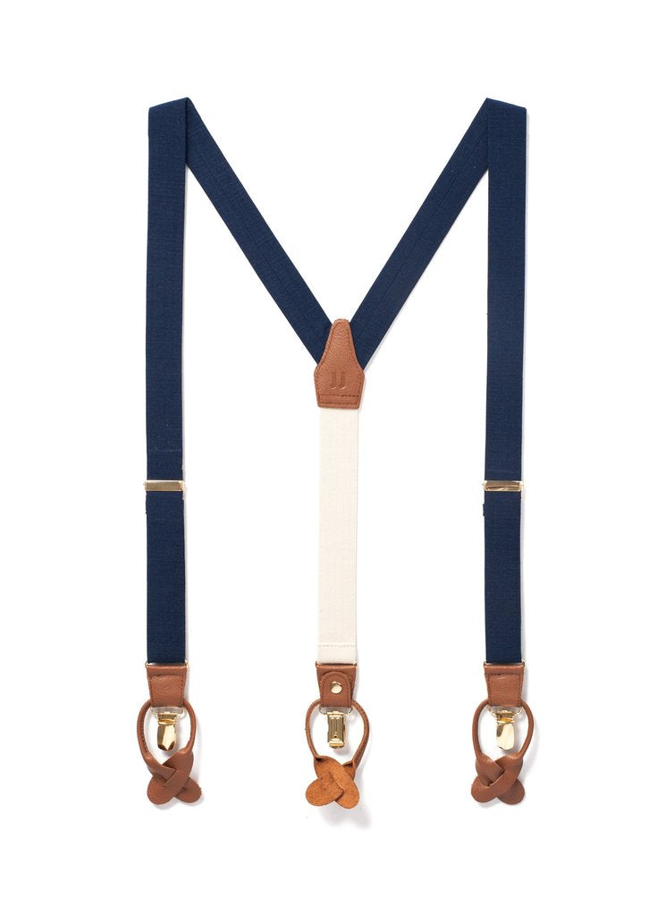 JJ Suspenders Navy Tides - Classic Navy Suspenders - Saratoga Saddlery & International Boutiques