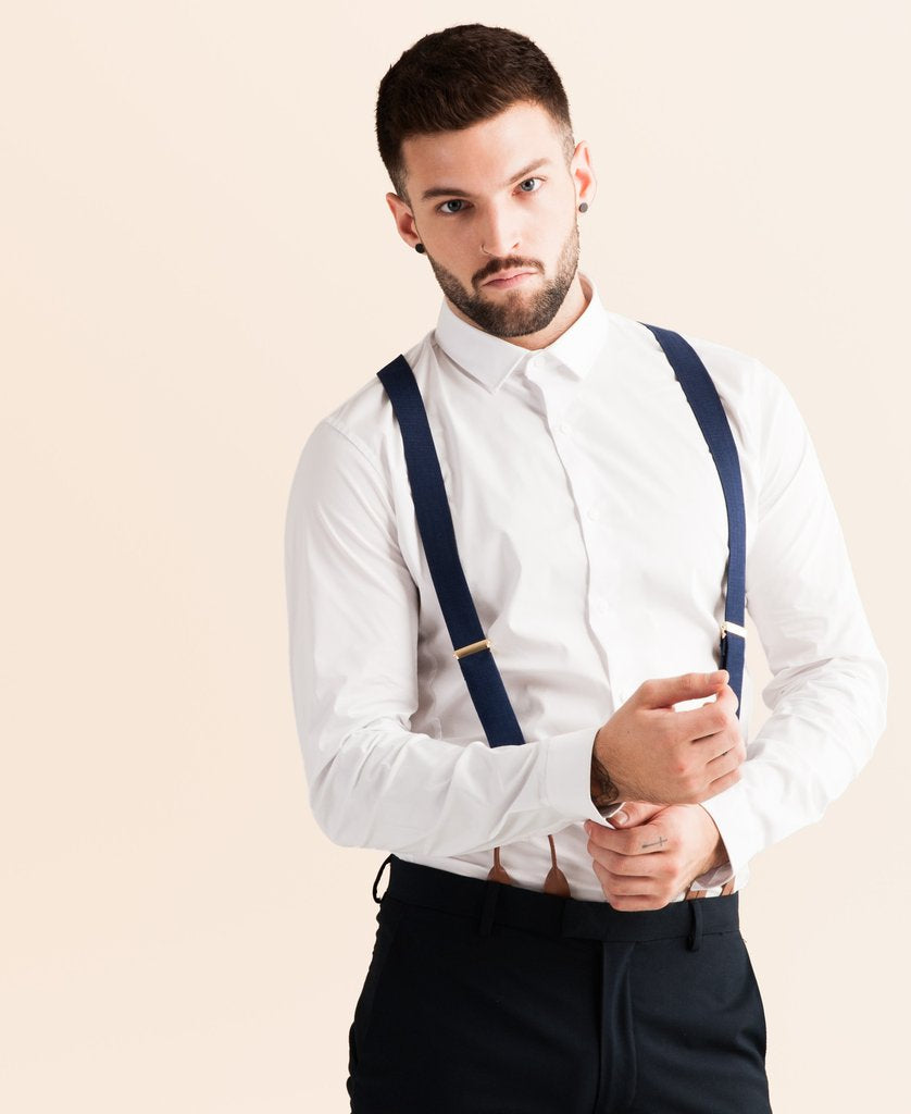 JJ Suspenders Navy Tides - Classic Navy Suspenders - Saratoga Saddlery & International Boutiques