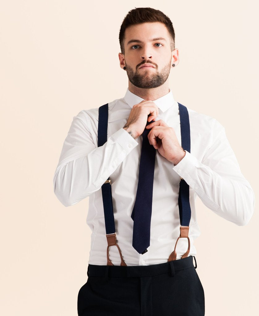 JJ Suspenders Navy Tides - Classic Navy Suspenders - Saratoga Saddlery & International Boutiques