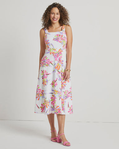 Gretchen Scott Jersey Split Neck Dress - Full Bloom Periwinkle SS23