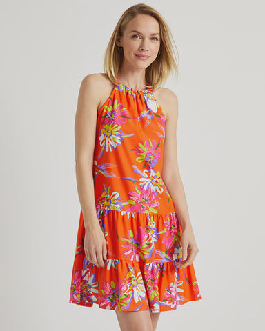 Gretchen Scott Jersey Split Neck Dress - Full Bloom Periwinkle SS23