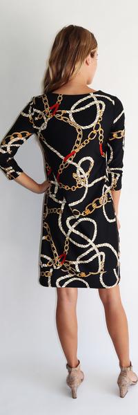 Jude Connally Cara Dress Black Ribbon and Chains 101537 - Saratoga Saddlery & International Boutiques