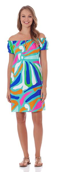 Jude Connally Daisy Dress in Ocean Abstract Aqua ON SALE! - Saratoga Saddlery & International Boutiques