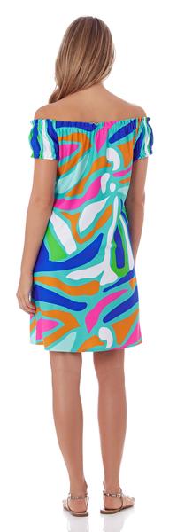 Jude Connally Daisy Dress in Ocean Abstract Aqua ON SALE! - Saratoga Saddlery & International Boutiques