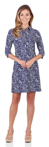 Jude Connally Sloane Shirt Dress in Scattered Spot Navy - Saratoga Saddlery & International Boutiques