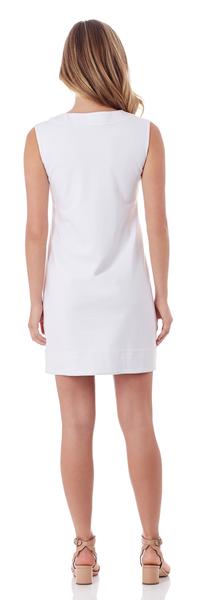 Jude Connally Teagan Ponte Sheath Dress in White ON SALE! - Saratoga Saddlery & International Boutiques