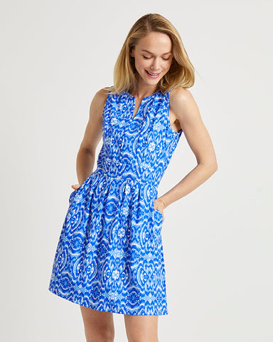 Gretchen Scott Jersey Split Neck Dress - Full Bloom Periwinkle SS23