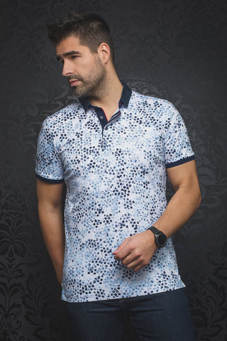 Au Noir Men's Pidilla Polo Shirt in Turquoise and Navy SS23