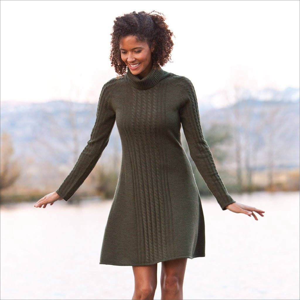 Green turtleneck dress online