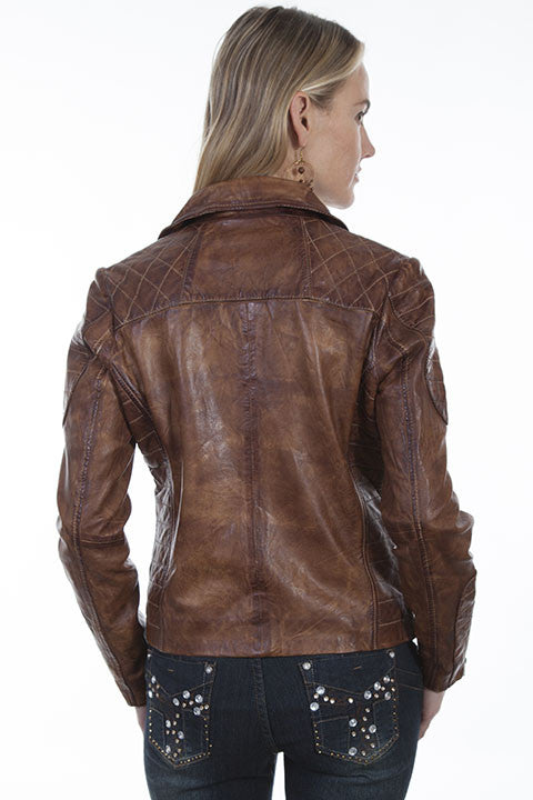 Scully Womens Distressed Sanded Leather Jacket in Brown - Saratoga Saddlery & International Boutiques