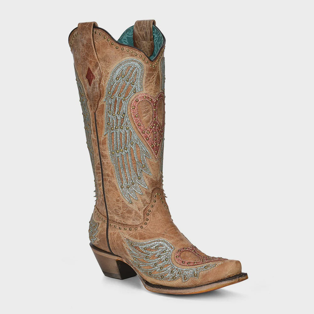 Corral Women's Sand Color Iconic Heart with Wings Cowboy Boots A4235 - Saratoga Saddlery & International Boutiques