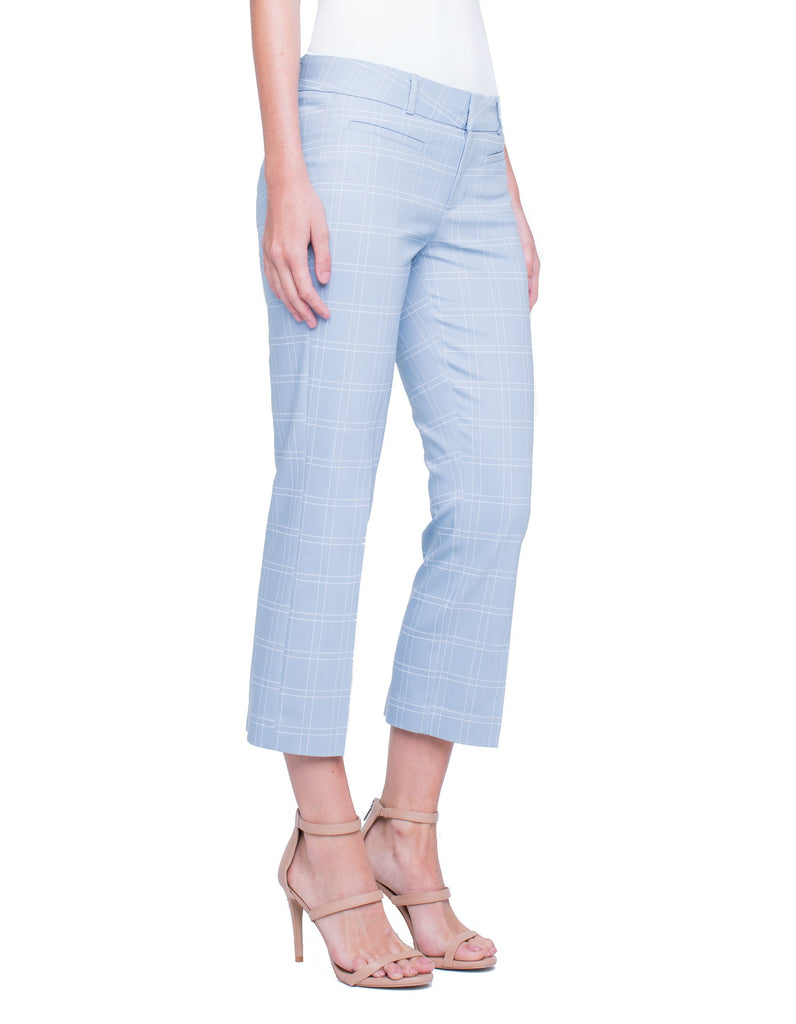Liverpool Vera Cropped Trousers in Dusty Blue Pixel - Saratoga Saddlery & International Boutiques