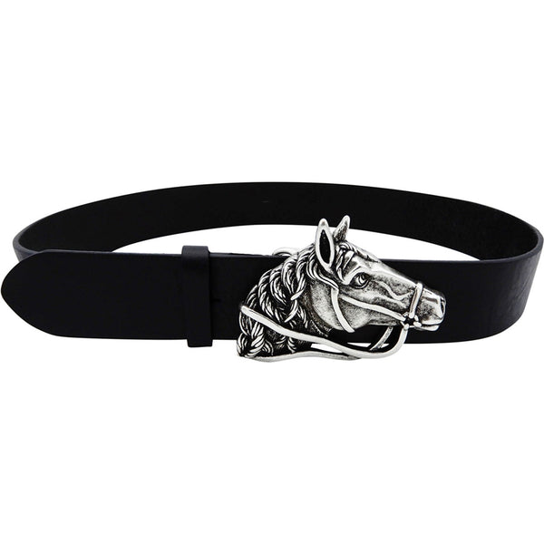 Lilo Leather Horse Head Silver black Belt 131165-BKL