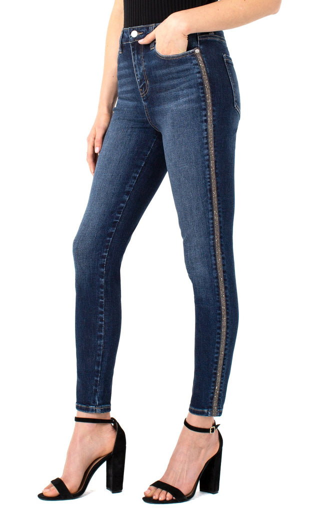 Liverpool ABBY HI-RISE Ankle Jean in denim Color SKINNY WITH NOVELTY TAPE - Saratoga Saddlery & International Boutiques