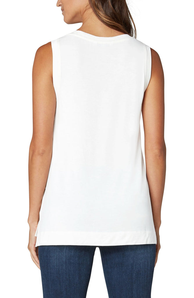 Liverpool Sleeveless V-Neck Knit Tee in Vanilla White LM8382k13 - Saratoga Saddlery & International Boutiques