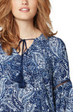 Liverpool TIE FRONT POPOVER BLOUSE WITH PUFF SLEEVE LM8343G5P09 - Saratoga Saddlery & International Boutiques