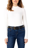 Liverpool Women's Top MOCK NECK White LONG SLEEVE KNIT TOP in Snow White - Saratoga Saddlery & International Boutiques